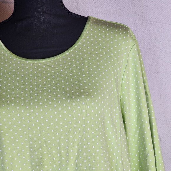 CJ Banks Citron and White Polka Dot 3/4 Sleeve Cotton Crew Neck Blouse Size 1X - Picture 4 of 16